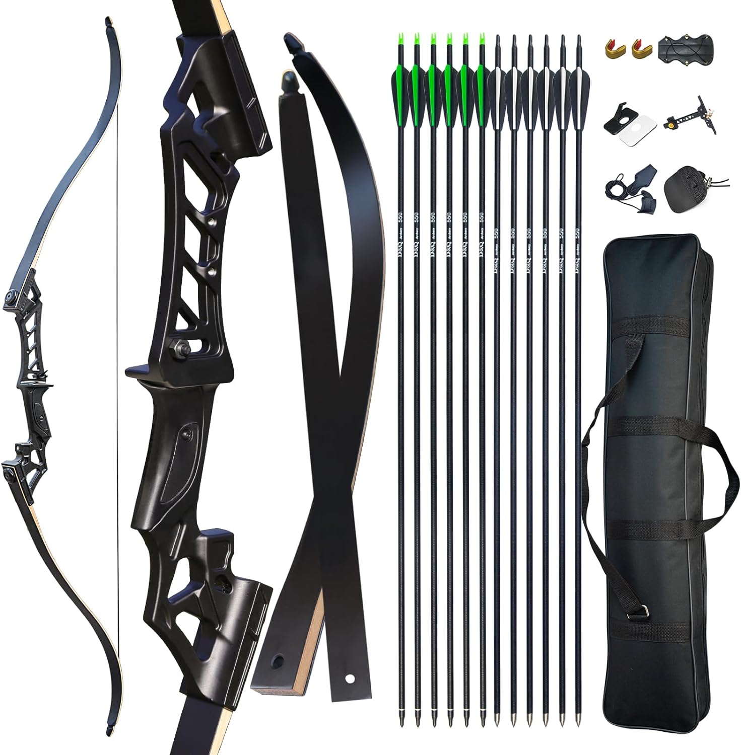 This D&Q 58'' Archery Recurve Bow and Arrow Set provides an unparalleled archery experience for adult beginners.