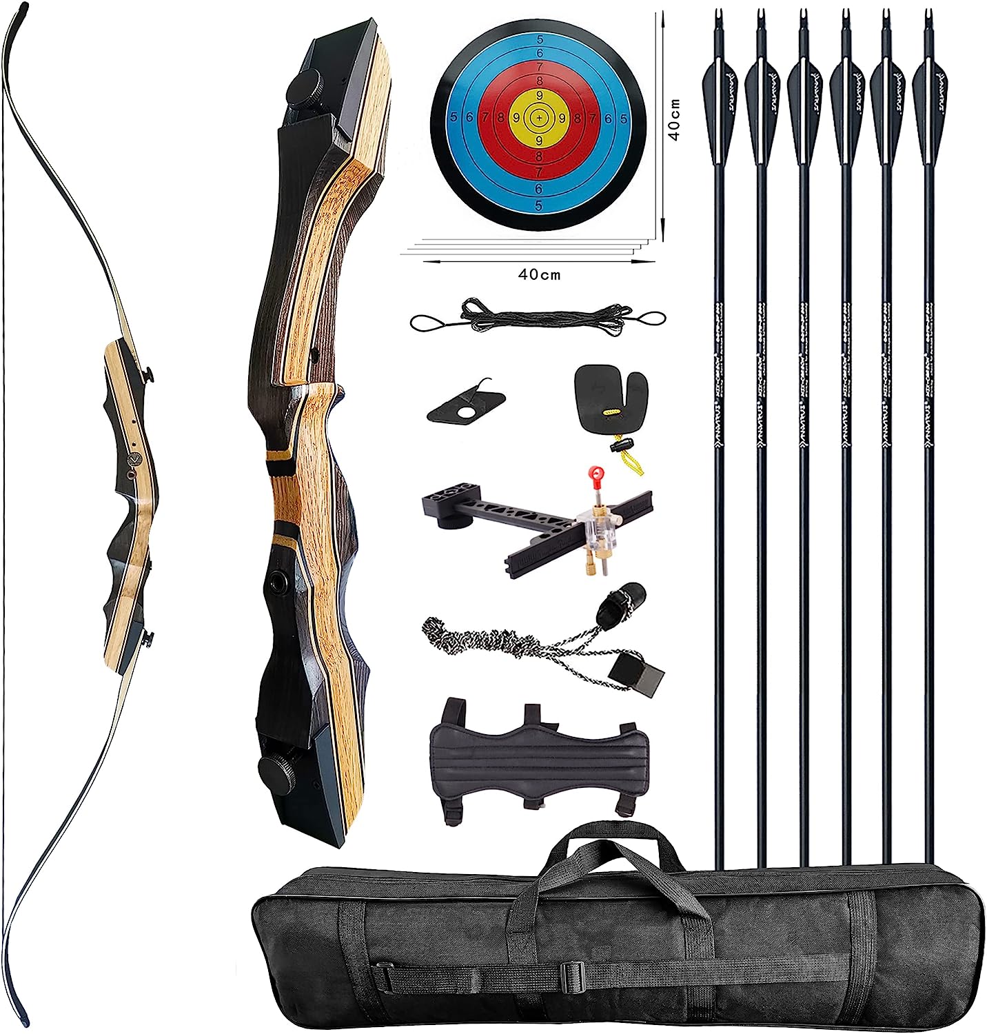 PANDARUS Wooden Takedown Recurve Bow set represents the timeless artistry of archery with its balanced construction and easy-to-use design.